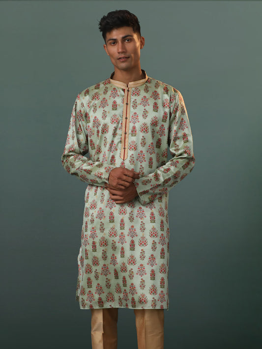 Men's Aqua Silk Blend Kurta