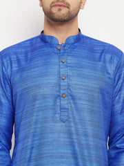 Men's Blue Silk Blend Kurta