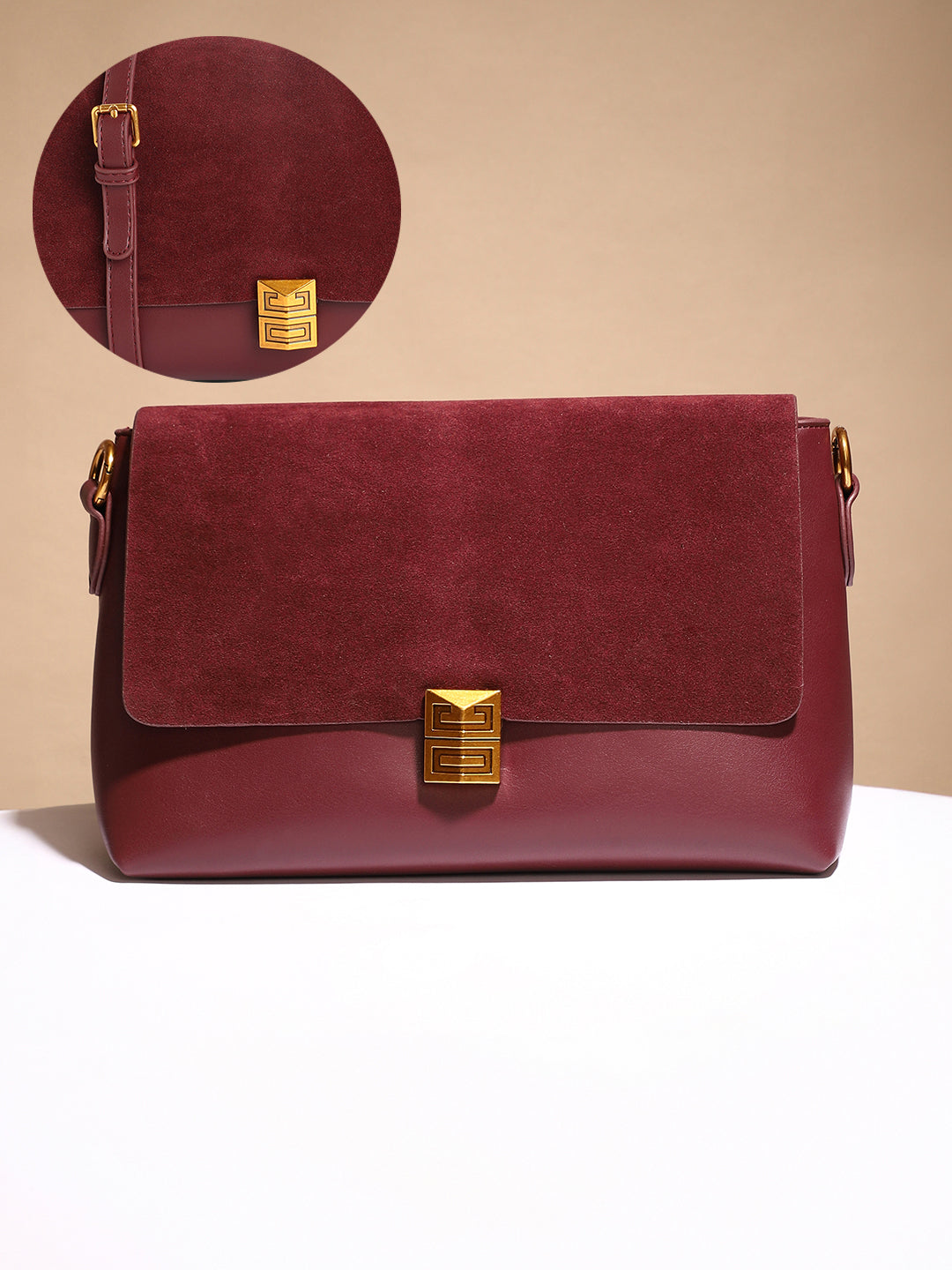 Women's The Velvet Block Shoulder Bag - Wine Red