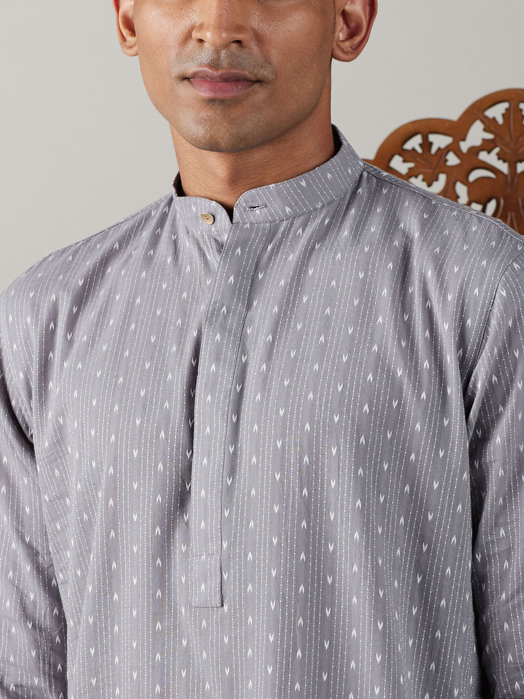 Men's Grey Cotton Kurta