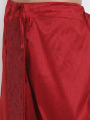 Men's Maroon Silk Blend Dhoti