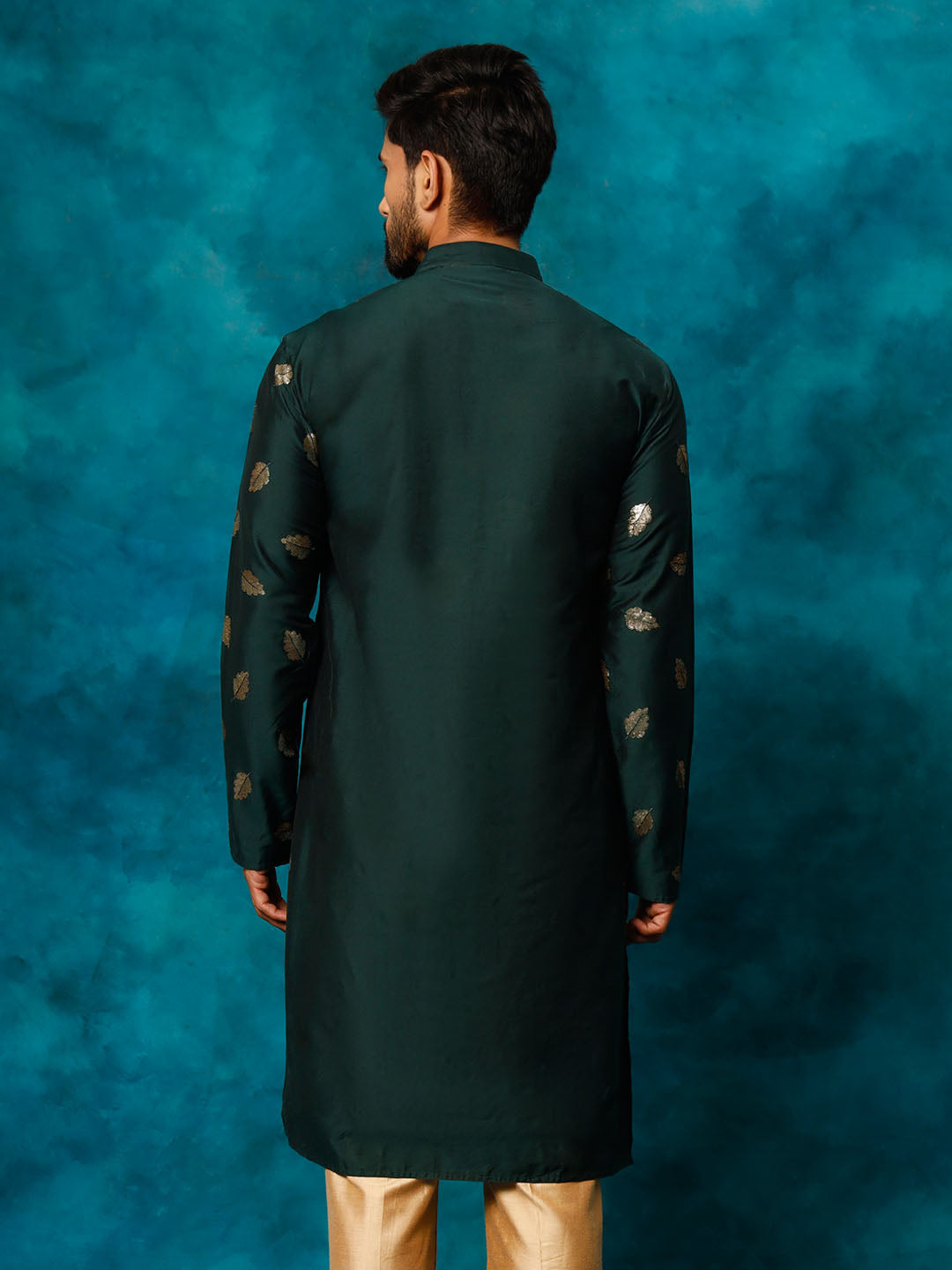 Men's Green Cotton Blend Kurta