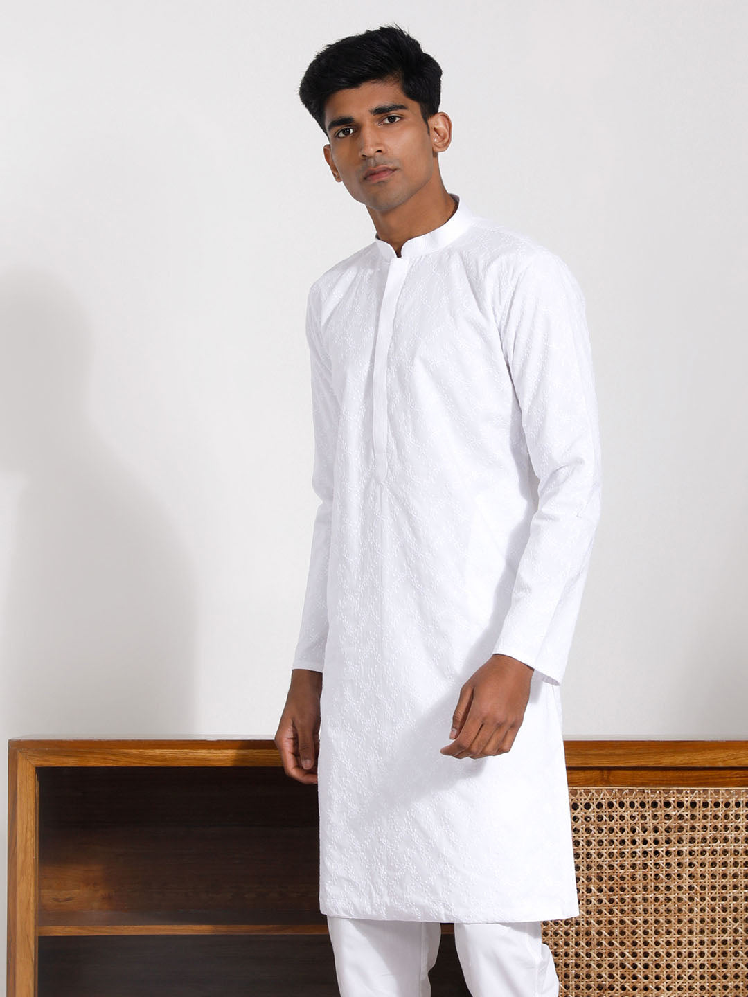 Men's White Cotton Kurta