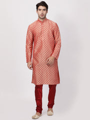 Men Pink Cotton Blend Kurta