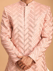 Men's Pink Silk Blend Sherwani Only Top