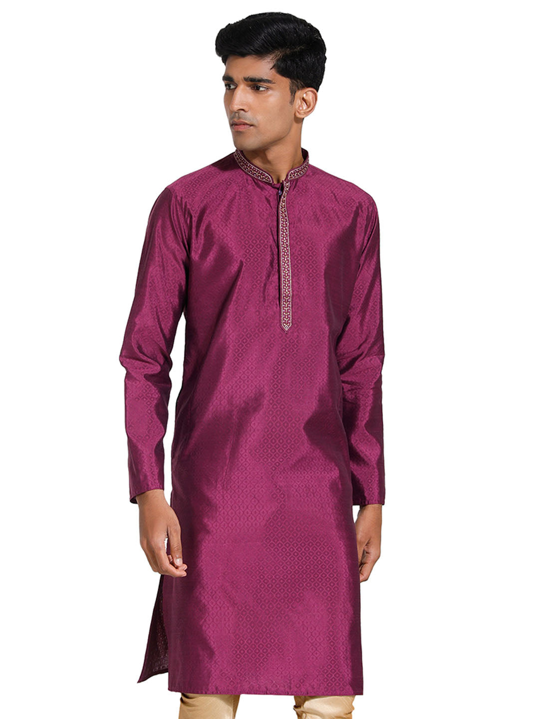 Men's Purple Silk Blend Kurta