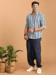 Men's Indigo Blue Cotton Ethnic Shirt