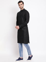 Men's Black Cotton Blend Kurta