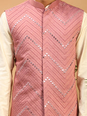 Men's Onion Viscose Jacket, Kurta and Pyjama Set