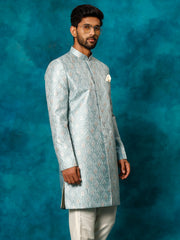 Men's Mint Green Silk Blend Sherwani Only Top