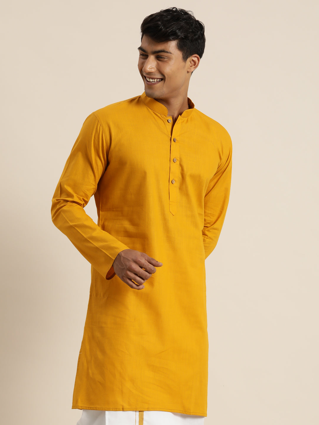 Men's Mustard Cotton Kurta