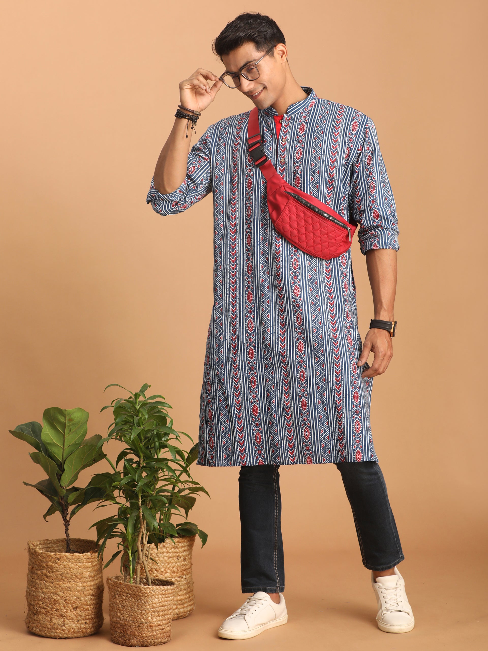 Men's Indigo Blue Cotton Kurta