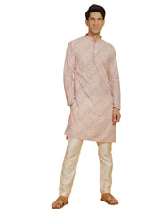 Men's Pink Maslin Kurta And Pyjama Set