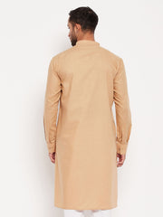 Men's Beige Cotton Blend Kurta