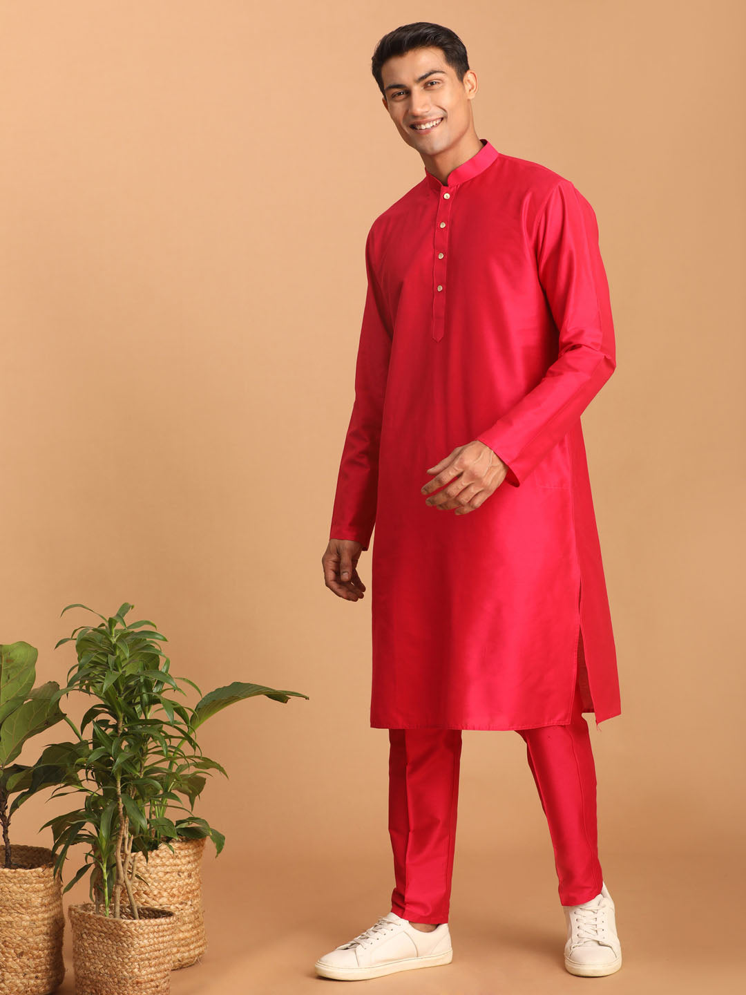 Men's Pink Viscose Pant Style Pyjama