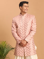 Men's Pink Silk Blend Sherwani Only Top