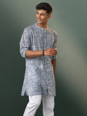 Men's Blue Cotton Kurta