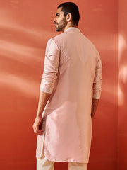 Men's Peach Silk Blend Kurta