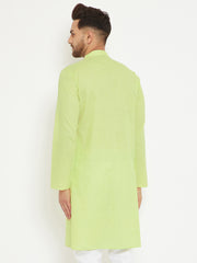 Men's Green Cotton Blend Kurta