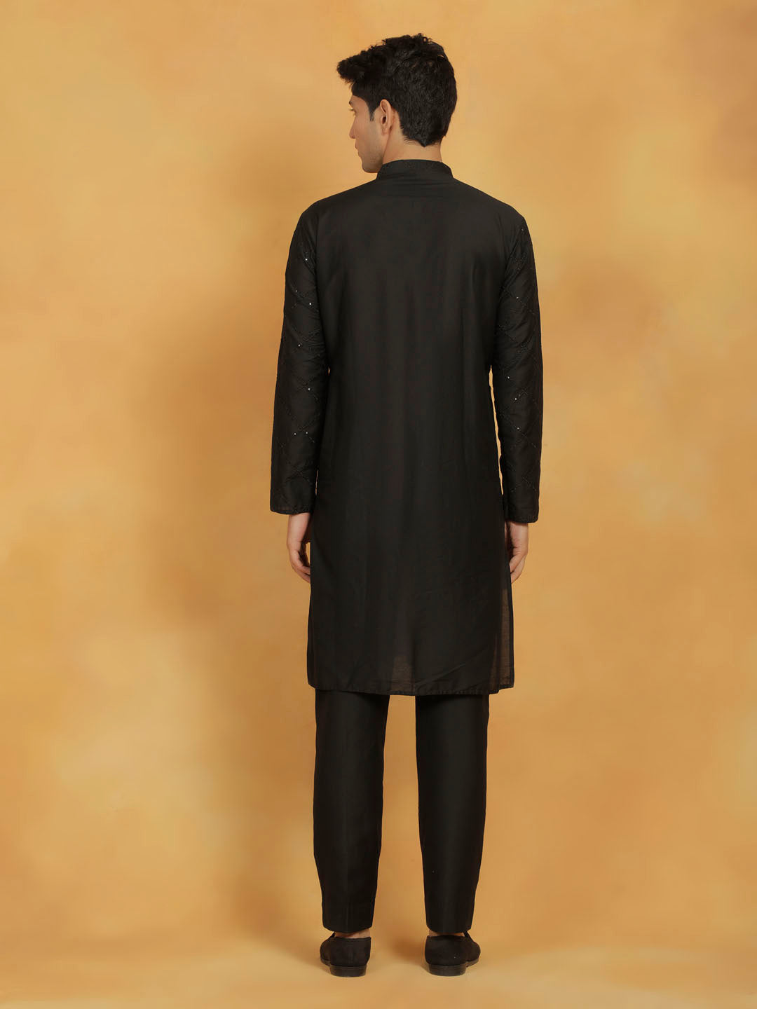 Men's Black Viscose Kurta And Pyjama Set