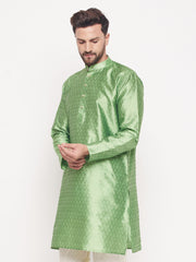 Men Mint Green Silk Blend Kurta