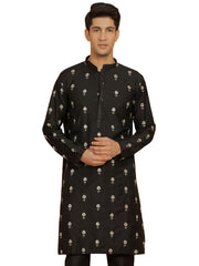 Men's Black Cotton Blend Kurta