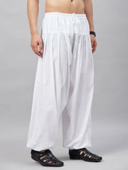 Men's White Cotton Linen Blend Pyjama