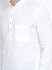 Men's White Cotton Linen Blend Kurta