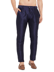 Men's Navy Blue Silk Blend Pant Style Pyjama