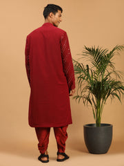 Men's Maroon Georgette Kurta and Dhoti Set