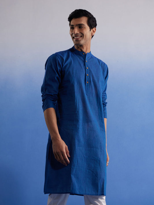 Men's Blue Pure Cotton Kurta