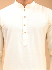 Men's Brown And Cream Viscose Jacket, Kurta and Pyjama Set