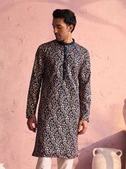 Men's Turquoise Green Georgette Kurta