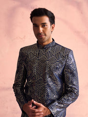 Men's Navy Blue Georgette Sherwani Only Top