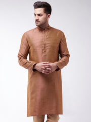 Men's Maroon Silk Blend Kurta