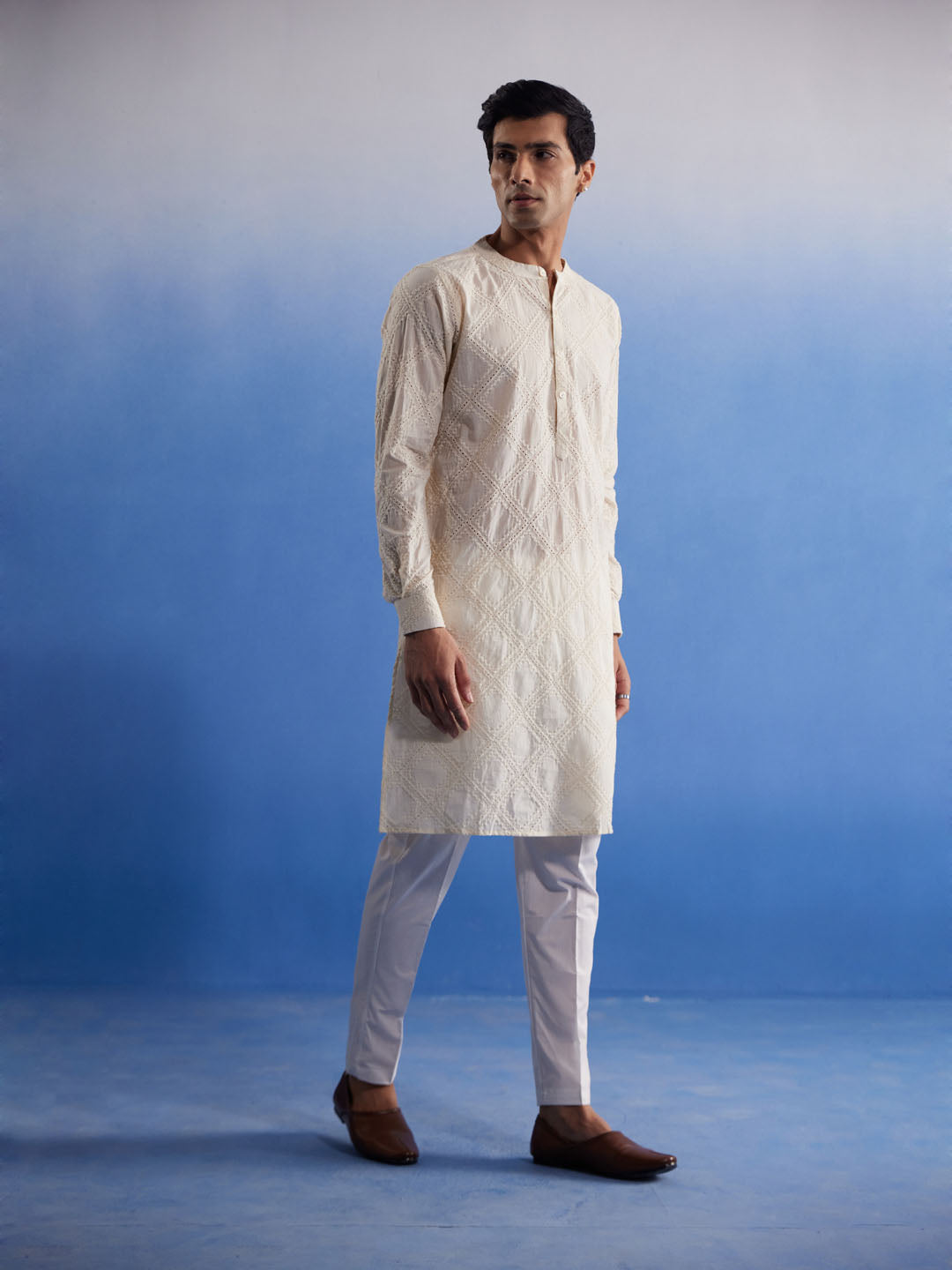 Men's Cream Cotton Kurta