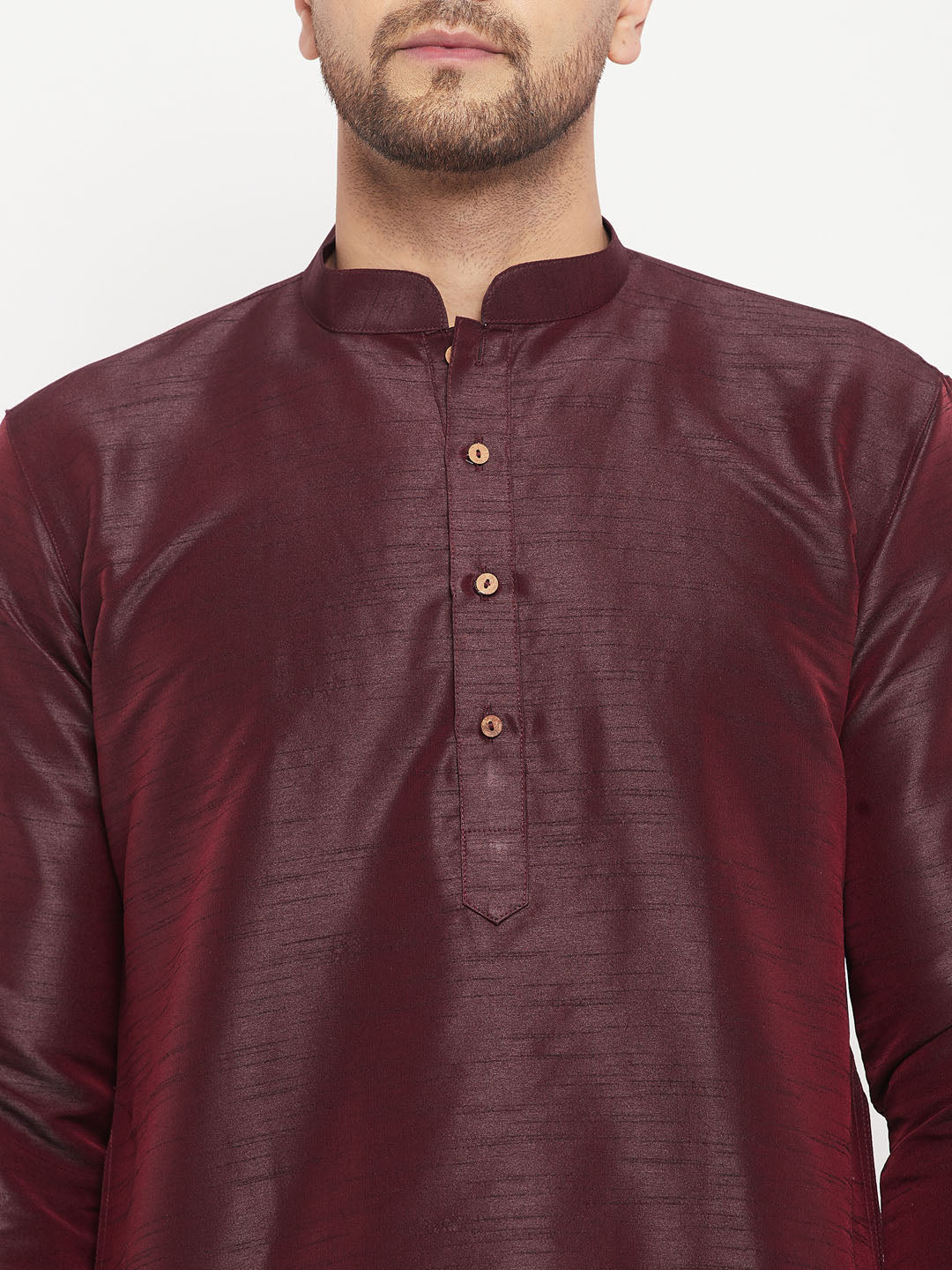 Men's Burgandy Silk Blend Kurta