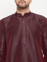 Men's Burgandy Silk Blend Kurta