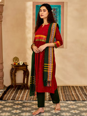 Women's Maroon Kurta Set