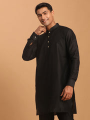 Men's Black Viscose Kurta