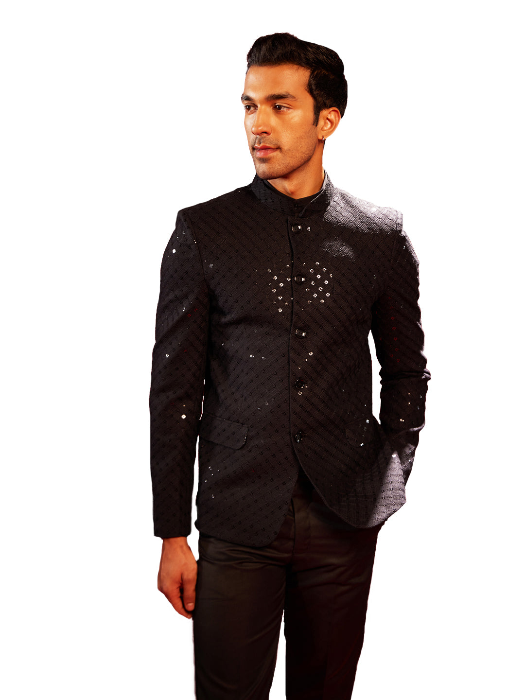 Men's Black Schiffli Jodhpuri