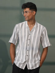 Men's Gray Cotton Ethnic Shirt