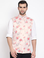 Men's Peach Silk Blend Nehru Jacket