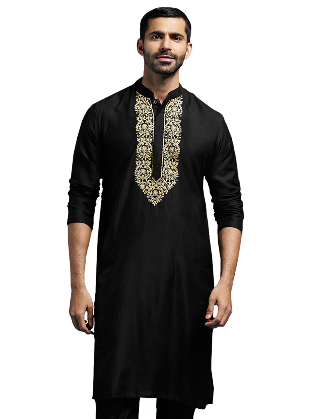 Men's Black Viscose Kurta