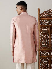 Men's Peach Silk Blend Sherwani Only Top