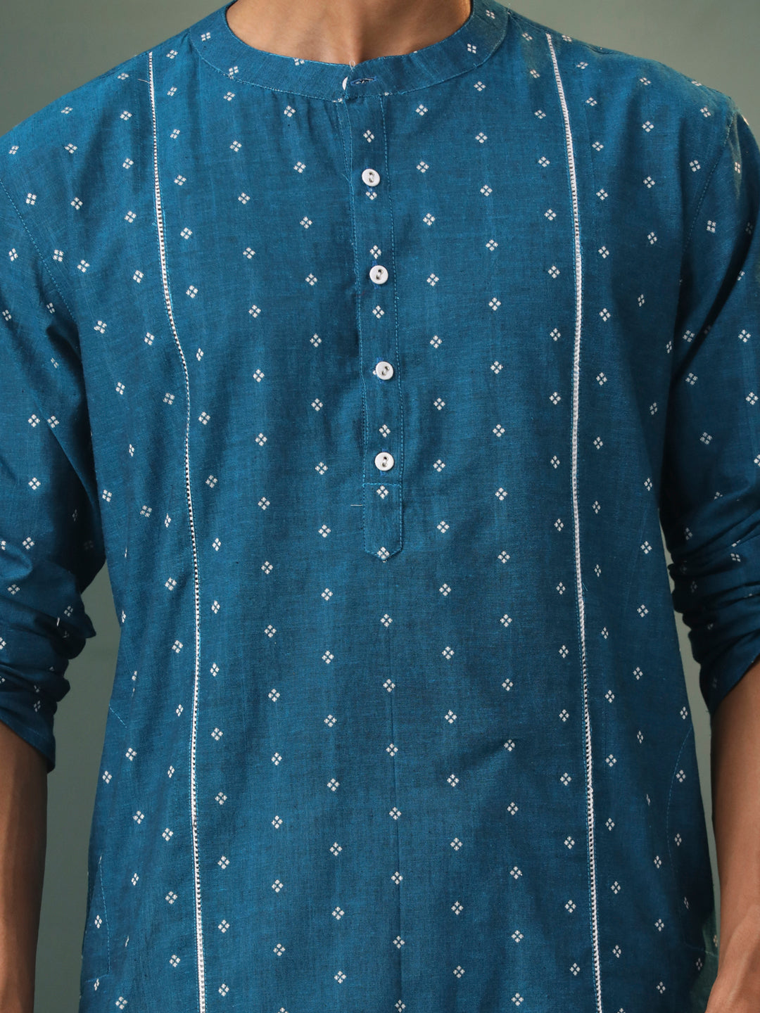 Men's Turquoise Cotton Kurta