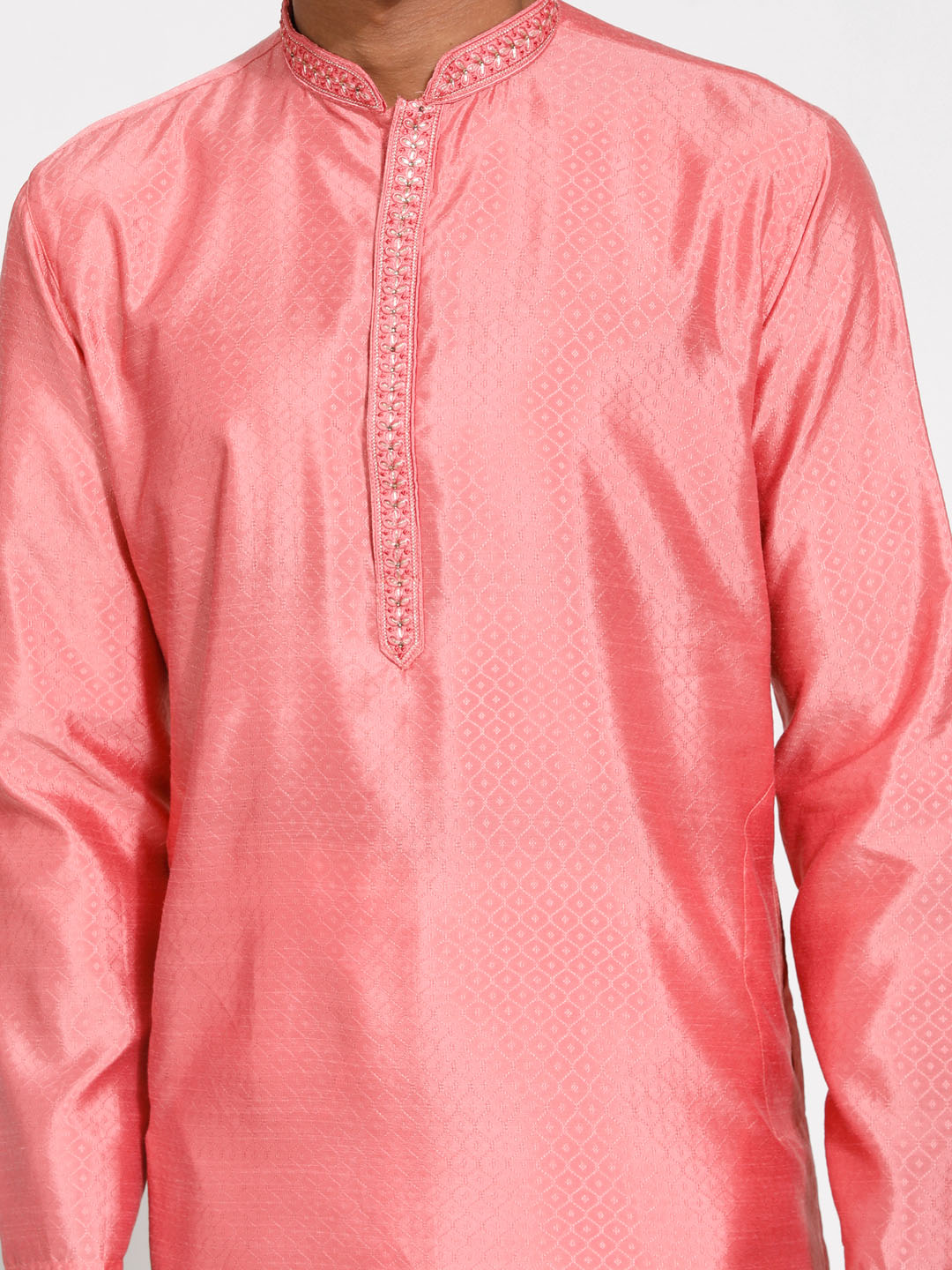 Men's Pink Silk Blend Kurta