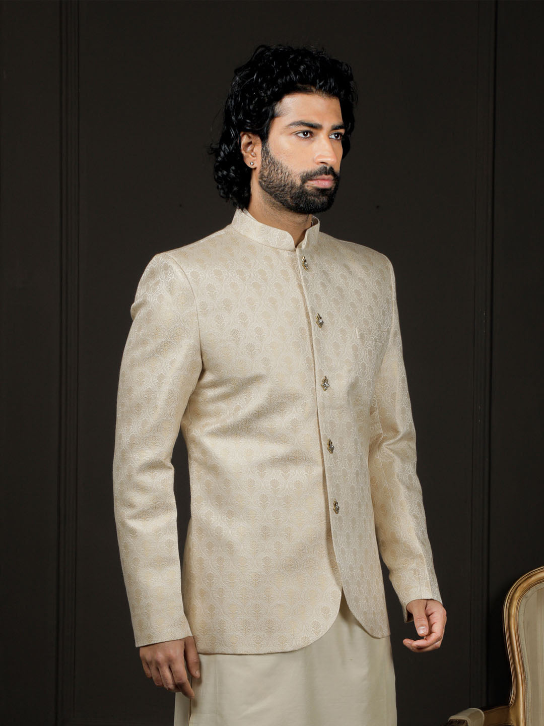 Men's Gold Silk Blend Jodhpuri