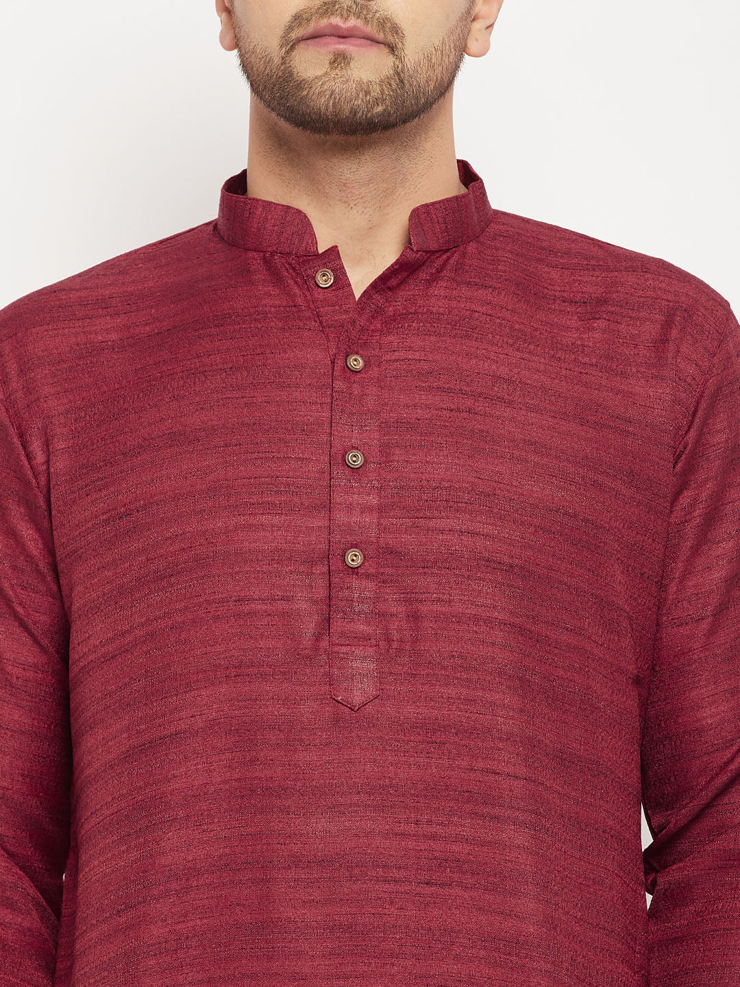 Men's Maroon Silk Blend Kurta