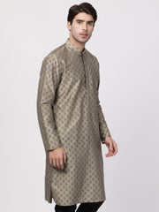 Men Beige Cotton Blend Kurta